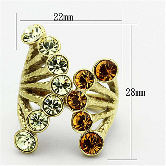 TK1291 - IP Gold(Ion Plating) Stainless Steel Ring with Top Grade Crystal in Multi Color - Alamode - Flyclothing LLC