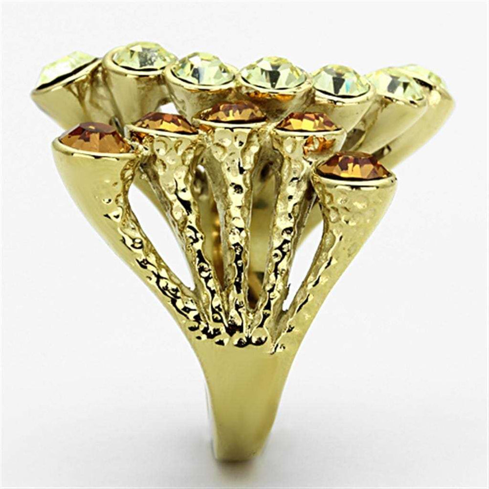 TK1291 - IP Gold(Ion Plating) Stainless Steel Ring with Top Grade Crystal in Multi Color - Alamode - Flyclothing LLC