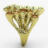 TK1291 - IP Gold(Ion Plating) Stainless Steel Ring with Top Grade Crystal  in Multi Color - Alamode