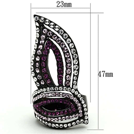 TK1293 - IP Black(Ion Plating) Stainless Steel Ring with Top Grade Crystal in Multi Color - Alamode - Flyclothing LLC