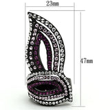 TK1293 - IP Black(Ion Plating) Stainless Steel Ring with Top Grade Crystal  in Multi Color - Alamode