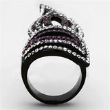 TK1293 - IP Black(Ion Plating) Stainless Steel Ring with Top Grade Crystal in Multi Color - Alamode - Flyclothing LLC