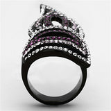 TK1293 - IP Black(Ion Plating) Stainless Steel Ring with Top Grade Crystal  in Multi Color