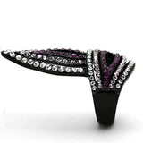 TK1293 - IP Black(Ion Plating) Stainless Steel Ring with Top Grade Crystal  in Multi Color - Alamode