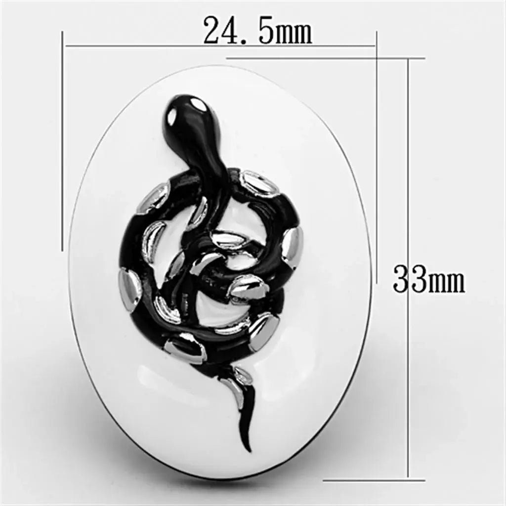 TK1295 - Two-Tone IP Black Stainless Steel Ring with Epoxy in White - Alamode - Flyclothing LLC