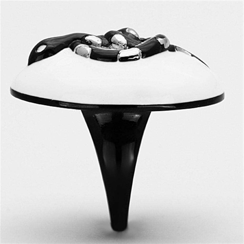 TK1295 - Two-Tone IP Black Stainless Steel Ring with Epoxy in White - Alamode - Flyclothing LLC