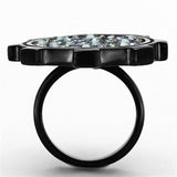 TK1296 - IP Black(Ion Plating) Stainless Steel Ring with Top Grade Crystal  in Multi Color - Alamode