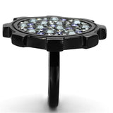 TK1296 - IP Black(Ion Plating) Stainless Steel Ring with Top Grade Crystal  in Multi Color - Alamode