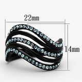 TK1297 - IP Black(Ion Plating) Stainless Steel Ring with Top Grade Crystal  in Sea Blue - Alamode