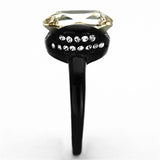 TK1298 - IP Black(Ion Plating) Stainless Steel Ring with Top Grade Crystal in Light Smoked - Alamode - Flyclothing LLC