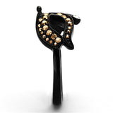 TK1299 - IP Black(Ion Plating) Stainless Steel Ring with Top Grade Crystal  in Metallic Light Gold - Alamode