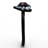 TK1300 - IP Black(Ion Plating) Stainless Steel Ring with Top Grade Crystal  in Amethyst - Alamode