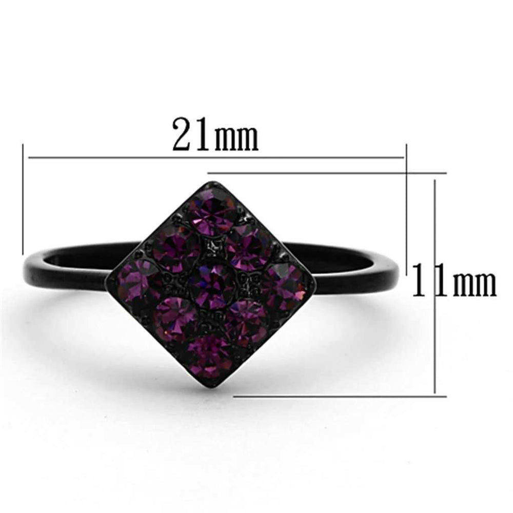 TK1301 - IP Black(Ion Plating) Stainless Steel Ring with Top Grade Crystal in Amethyst - Alamode - Flyclothing LLC