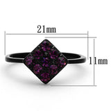 TK1301 - IP Black(Ion Plating) Stainless Steel Ring with Top Grade Crystal  in Amethyst - Alamode