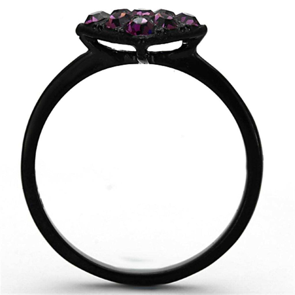 TK1301 - IP Black(Ion Plating) Stainless Steel Ring with Top Grade Crystal in Amethyst - Alamode - Flyclothing LLC