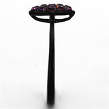 TK1301 - IP Black(Ion Plating) Stainless Steel Ring with Top Grade Crystal  in Amethyst - Alamode
