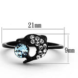 TK1302 - IP Black(Ion Plating) Stainless Steel Ring with Top Grade Crystal in Sea Blue - Alamode - Flyclothing LLC