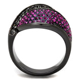 TK1303LJ - IP Light Black (IP Gun) Stainless Steel Ring with Top Grade Crystal in Light Peach - Alamode - Flyclothing LLC