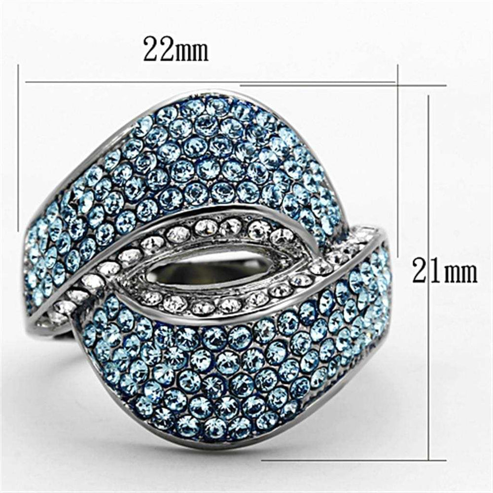 TK1303 - High polished (no plating) Stainless Steel Ring with Top Grade Crystal in Sea Blue - Alamode - Flyclothing LLC
