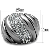 TK1304 - High polished (no plating) Stainless Steel Ring with Top Grade Crystal  in Clear - Alamode