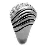 TK1304 - High polished (no plating) Stainless Steel Ring with Top Grade Crystal  in Clear - Alamode