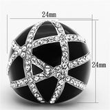 TK1306 - High polished (no plating) Stainless Steel Ring with Top Grade Crystal  in Clear - Alamode