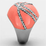 TK1307 - High polished (no plating) Stainless Steel Ring with Top Grade Crystal in Clear - Alamode - Flyclothing LLC