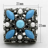 TK1309 - High polished (no plating) Stainless Steel Ring with Synthetic Turquoise in Sea Blue - Alamode - Flyclothing LLC