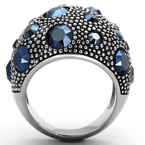 TK1310 - High polished (no plating) Stainless Steel Ring with Top Grade Crystal in Montana - Alamode - Flyclothing LLC