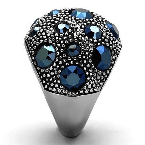 TK1310 - High polished (no plating) Stainless Steel Ring with Top Grade Crystal in Montana - Alamode - Flyclothing LLC