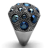 TK1310 - High polished (no plating) Stainless Steel Ring with Top Grade Crystal in Montana - Alamode - Flyclothing LLC