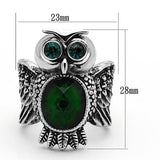 TK1312 - High polished (no plating) Stainless Steel Ring with Synthetic Synthetic Glass in Emerald - Alamode