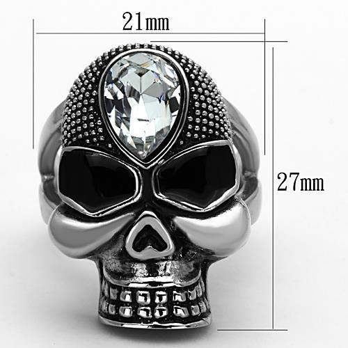 TK1313 - High polished (no plating) Stainless Steel Ring with Top Grade Crystal in Clear - Alamode - Flyclothing LLC