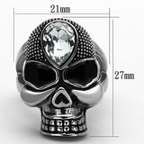 TK1313 - High polished (no plating) Stainless Steel Ring with Top Grade Crystal  in Clear - Alamode