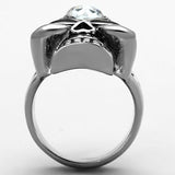 TK1313 - High polished (no plating) Stainless Steel Ring with Top Grade Crystal  in Clear - Alamode