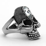 TK1313 - High polished (no plating) Stainless Steel Ring with Top Grade Crystal  in Clear - Alamode
