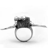 TK1314 - High polished (no plating) Stainless Steel Ring with Epoxy in Jet - Alamode - Flyclothing LLC