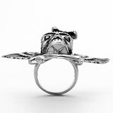 TK1314 - High polished (no plating) Stainless Steel Ring with Epoxy  in Jet - Alamode