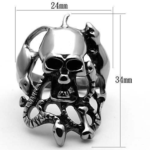 TK1315 - High polished (no plating) Stainless Steel Ring with Epoxy in Jet - Alamode - Flyclothing LLC