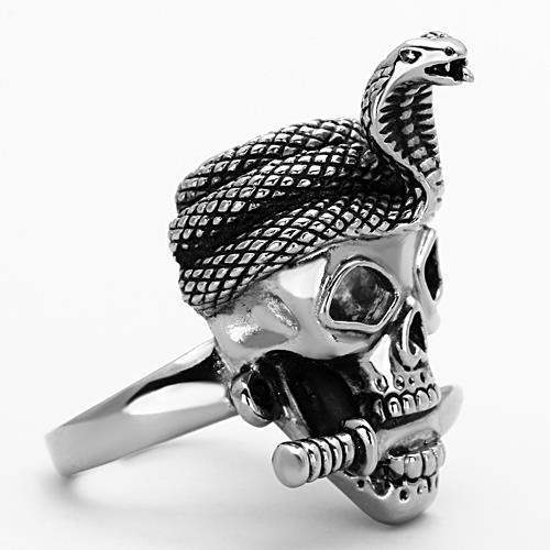 TK1316 - High polished (no plating) Stainless Steel Ring with Epoxy in Jet - Alamode - Flyclothing LLC