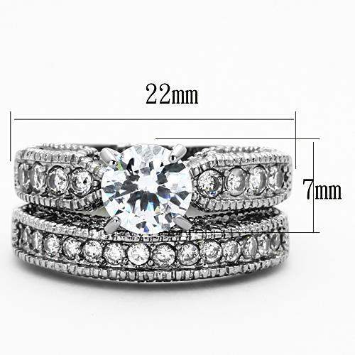 TK1318 - High polished (no plating) Stainless Steel Ring with AAA Grade CZ in Clear - Alamode - Flyclothing LLC