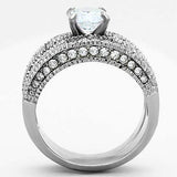 TK1318 - High polished (no plating) Stainless Steel Ring with AAA Grade CZ in Clear - Alamode - Flyclothing LLC