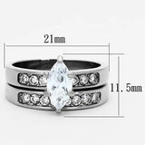 TK1319 - High polished (no plating) Stainless Steel Ring with AAA Grade CZ  in Clear - Alamode