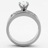 TK1319 - High polished (no plating) Stainless Steel Ring with AAA Grade CZ in Clear - Alamode - Flyclothing LLC