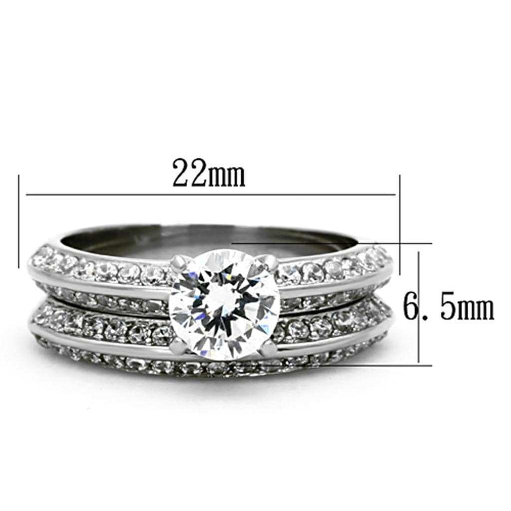 TK1320 - High polished (no plating) Stainless Steel Ring with AAA Grade CZ in Clear - Alamode - Flyclothing LLC