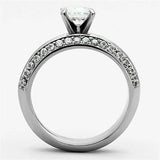 TK1320 - High polished (no plating) Stainless Steel Ring with AAA Grade CZ in Clear - Alamode - Flyclothing LLC