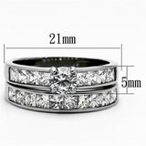 TK1321 - High polished (no plating) Stainless Steel Ring with AAA Grade CZ  in Clear - Alamode