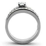 TK1321 - High polished (no plating) Stainless Steel Ring with AAA Grade CZ in Clear - Alamode - Flyclothing LLC