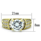 TK1323 - IP Gold(Ion Plating) Stainless Steel Ring with AAA Grade CZ  in Clear - Alamode