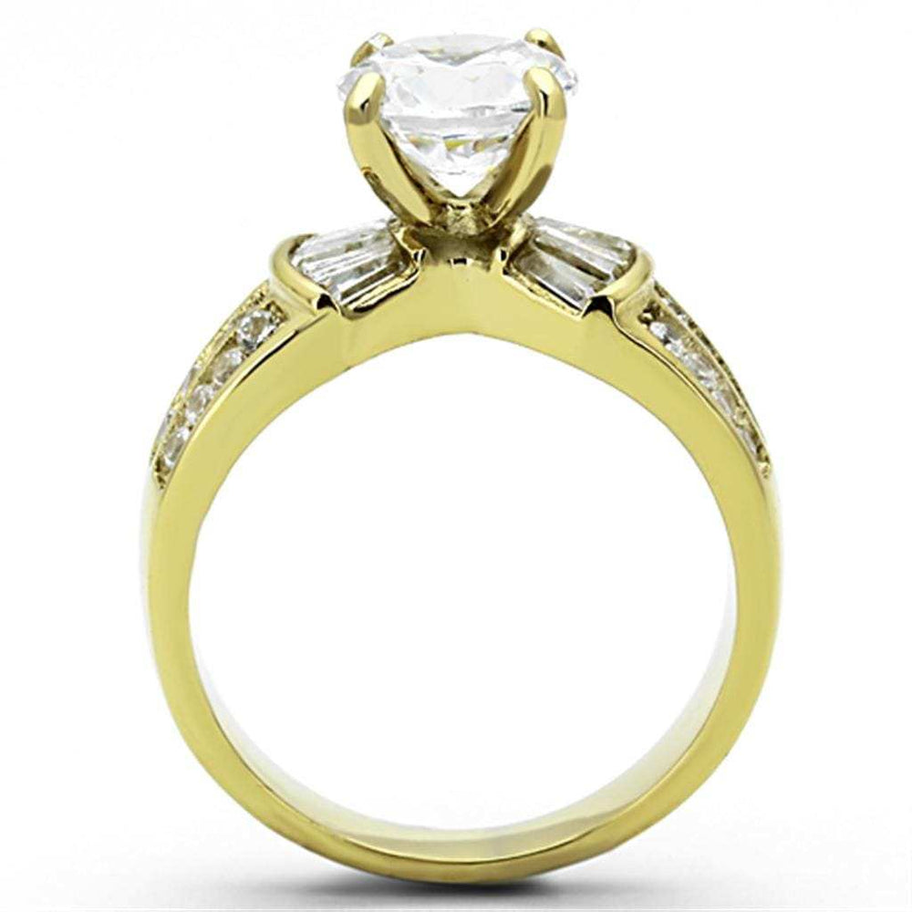 TK1323 - IP Gold(Ion Plating) Stainless Steel Ring with AAA Grade CZ in Clear - Alamode - Flyclothing LLC